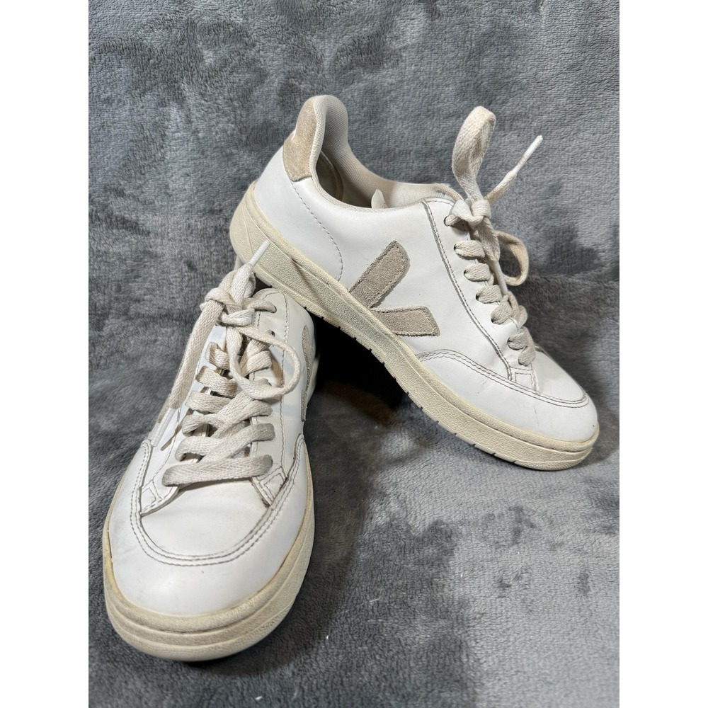 VEJA V-12 Shoes Womens Size 4 White Leather Logo Casual EU 35‎ Brazil Sneakers